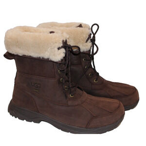 NIB UGG MEN'S BUTTE LEATHER‎ SUEDE SHEARLING LINED WINTER SNOW BOOTS 11.5 BROWN